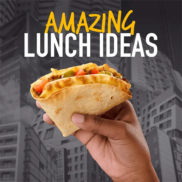 Amazing lunch ideas. Hand holding a pizzawrap