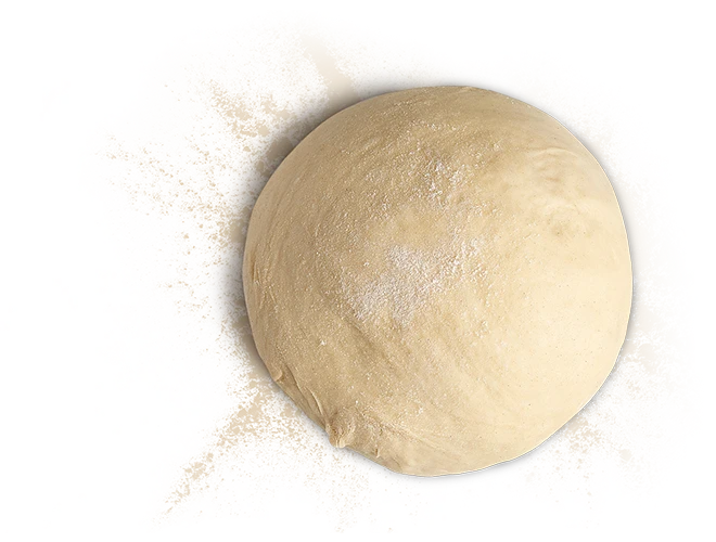 Image of pizza dough ball from above.